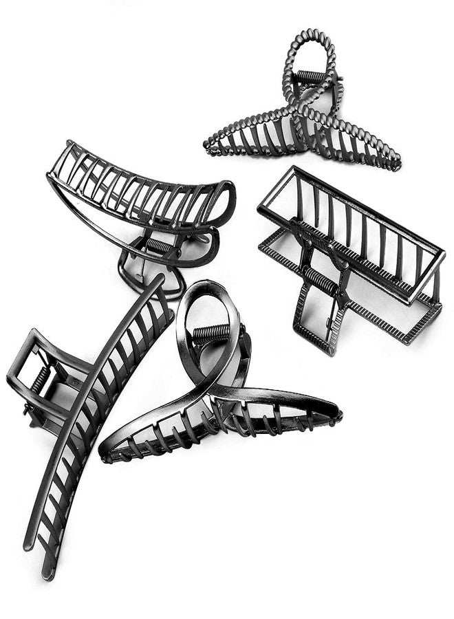 ANBALA Large Metal Hair Claws for Thick Long Hair - Butterfly Clips with Grip Teeth, Non-Slip Big Jaw Clamps for Women (Black) - Image 2